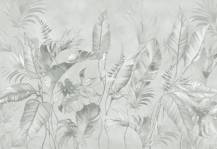 Papier peint élégante jungle sauge, XXL, tendance