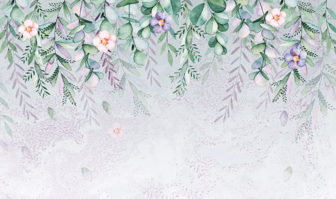 Papier peint panoramique végétal romantique - Muralconcept