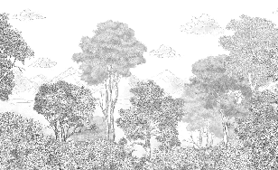 Panoramatapete Wälder und Berge Gestrichelt - Muralconcept