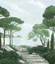 Papier peint balade dans les calanques vert - Muralconcept