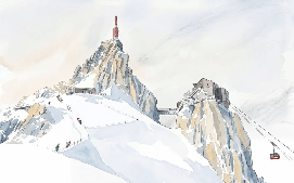 Papier peint aiguille du midi Chamonix - Vallée blanche Mont blanc - Muralconcept