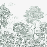 Papier peint panoramique Forêts et Monts vert - Muralconcept