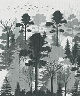 Papier peint panoramique nature forêt vert, XXL, tendance