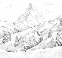 Papier peint panoramique Mont Cervin noir et blanc - Muralconcept