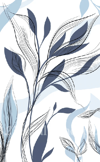 Papier peint fleur graphique bleu - Muralconcept