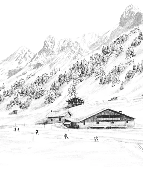 Papier peint Clusaz ski fond montagne Confins - Muralconcept
