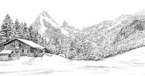 Papier peint montagne Suisse - Dent d'Oche - Muralconcept