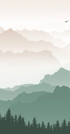 Papier peint montagne dans brume terracotta, XXL, tendance