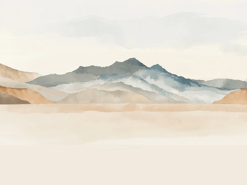 Papier peint panoramique montagne aquarelle pastel – Décor mural paysage apaisant - Muralconcept