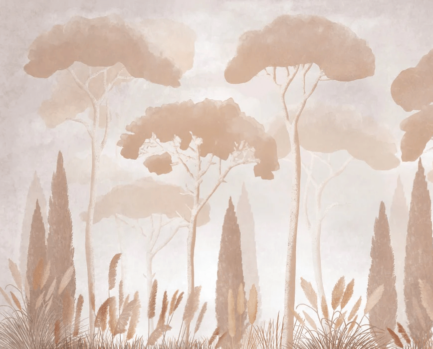 Papier peint sépia cyprès pins - Muralconcept