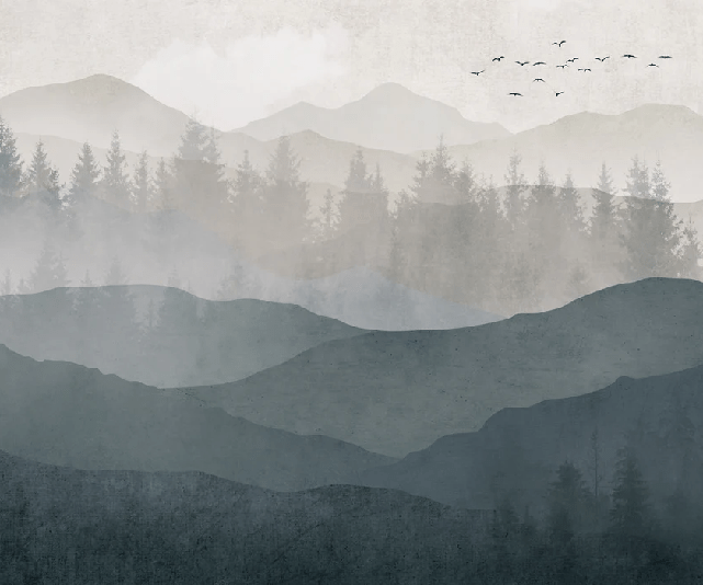 Papier peint panorama nature noir et blanc - Muralconcept