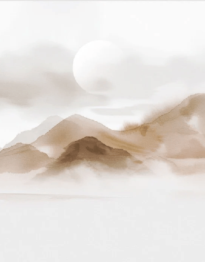 Papier peint montagnes voilées – Lueur sépia - Muralconcept