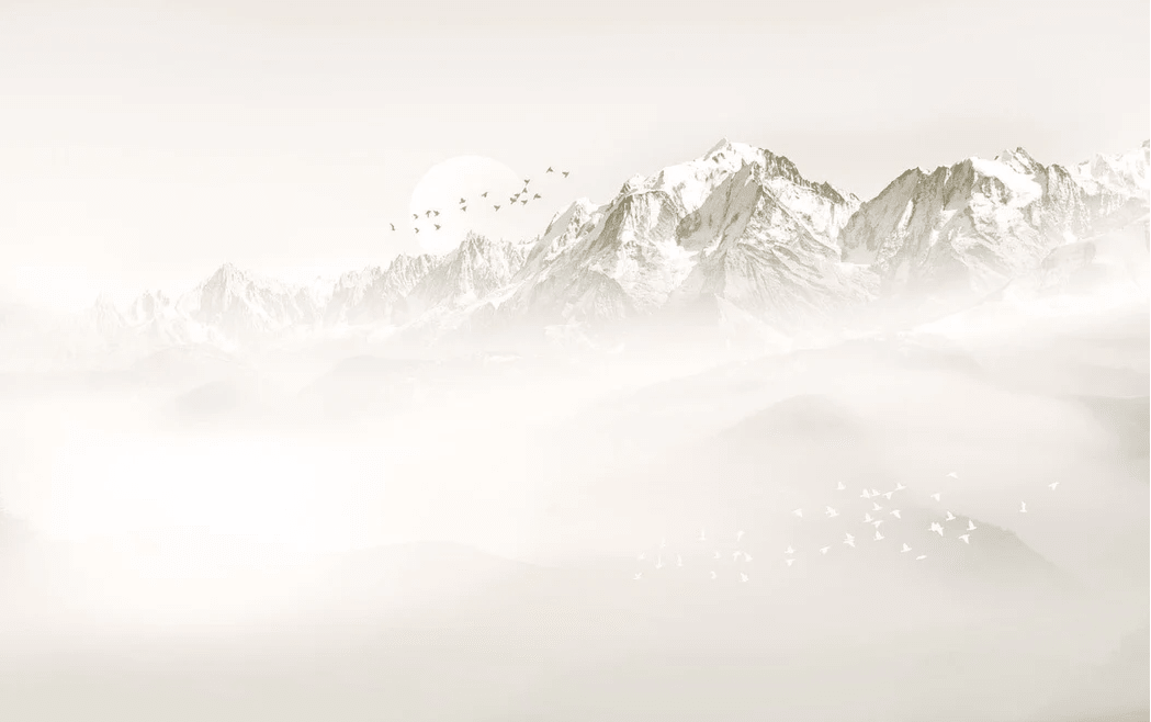 Papier peint Mont blanc lune et oiseau - Muralconcept