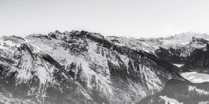 Papier peint montagne noir et blanc Grand Massif - Muralconcept