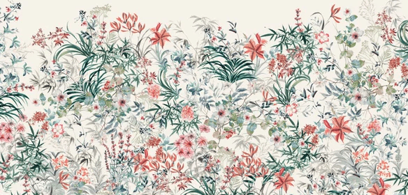 Papier peint floral - Les jardins de Léontine - Muralconcept