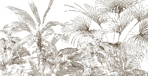 Papier peint tropical gravure monochrome