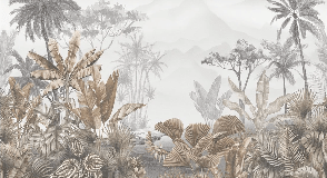 Tropical sepia toilet wallpaper, XXL, tendance