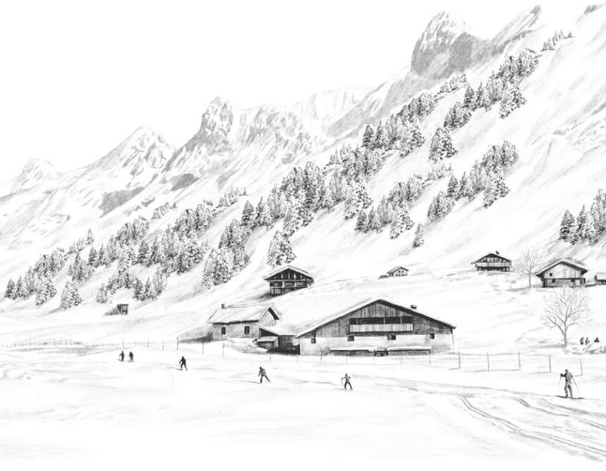 Papier peint Clusaz ski fond montagne Confins, XXL, tendance