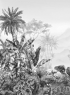 Papier peint wc tendance tropical noir et blanc - Muralconcept