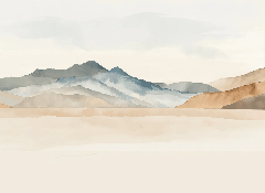 Papier peint panoramique montagne aquarelle pastel – Décor mural paysage apaisant - Muralconcept