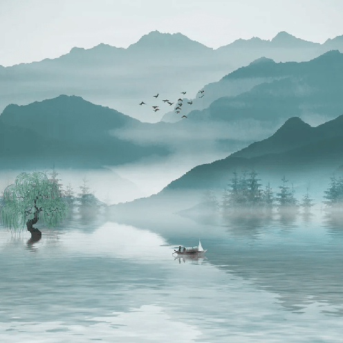 Papier peint entre montagne et lac - Muralconcept