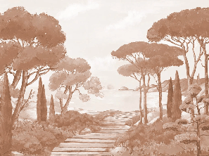 Papier peint balade dans les calanques terracotta - Muralconcept