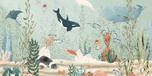 Papier peint bébé monde marin, XXL, tendance