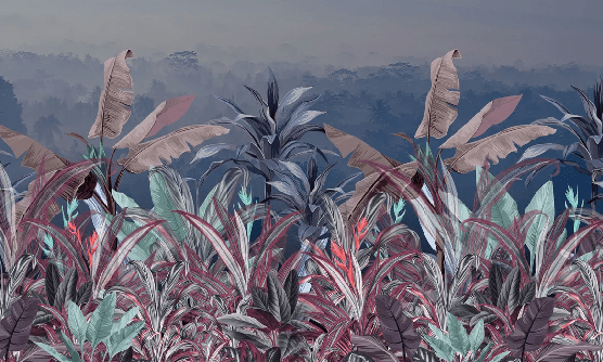 Panoramic botanical wallpaper, XXL, tendance