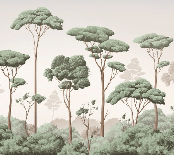 Papier peint brise légère pinède - Muralconcept