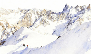 Papier peint alpinisme la cordée - Vallée blanche - Muralconcept