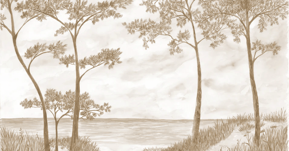 Papier peint Pins maritimes et dunes - Sépia - Muralconcept