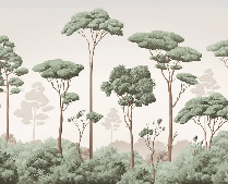 Papier peint brise légère pinède - Muralconcept