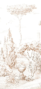 Papier peint style romain pinède sépia, XXL, tendance