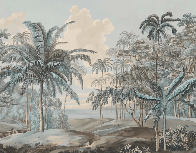 Papier peint paysage Célèbes bleuté - Muralconcept