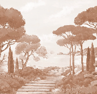 Terracotta coastal cliff wallpaper