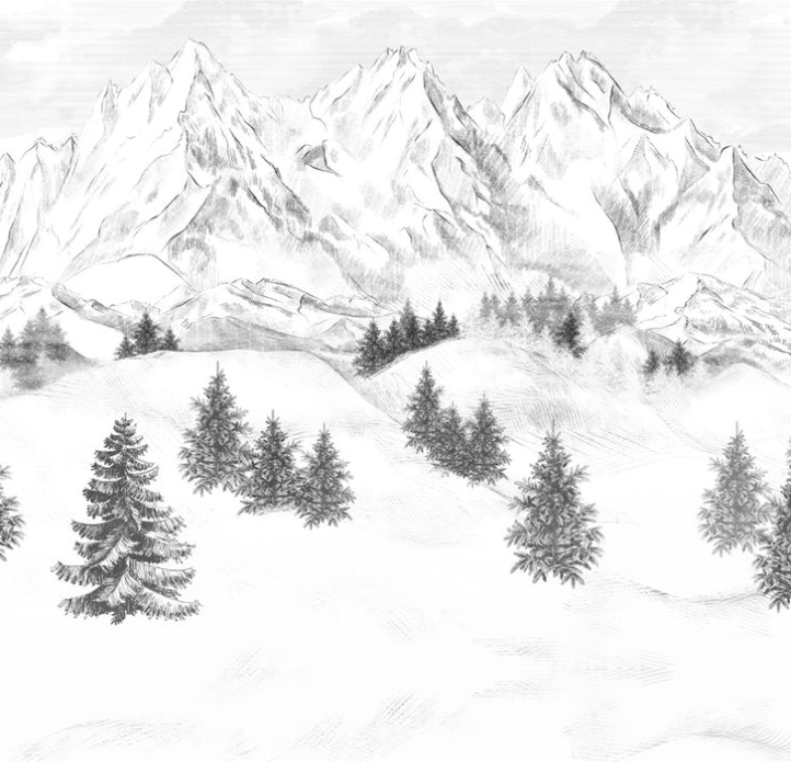 Papier peint montagne sommets de Chamonix, XXL, tendance
