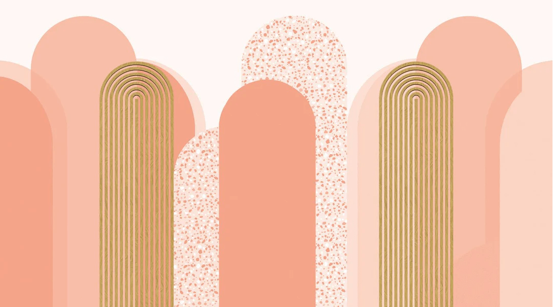 Papier peint Art déco graphique tendance rosé, XXL, tendance