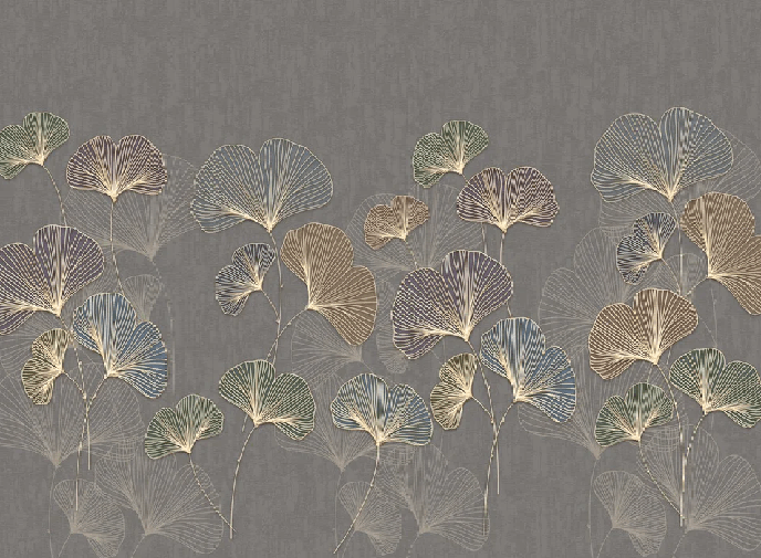 Trendy Asian ginkgo bistro wallpaper