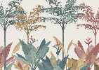 Panoramic colorful jungle wallpaper