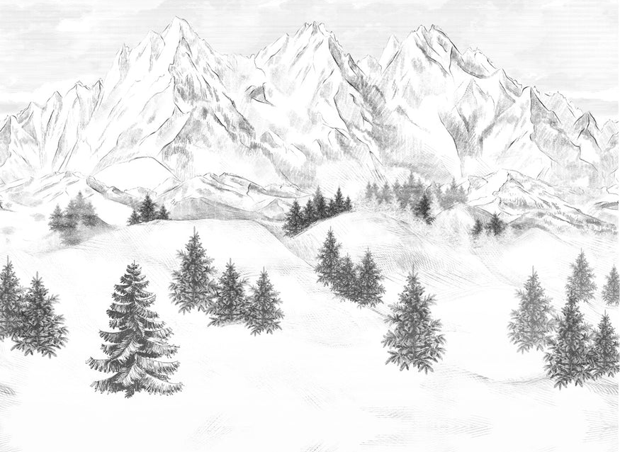 Papier peint montagne sommets de Chamonix, XXL, tendance