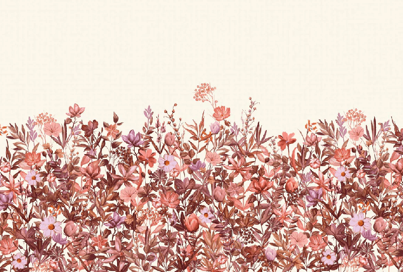 Papier peint fleurs au pinceau - Muralconcept