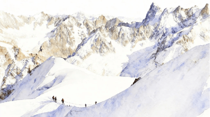 Papier peint alpinisme la cordée - Vallée blanche - Muralconcept