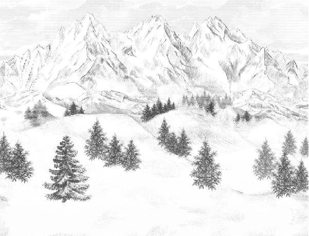 Papier peint montagne sommets de Chamonix - Muralconcept