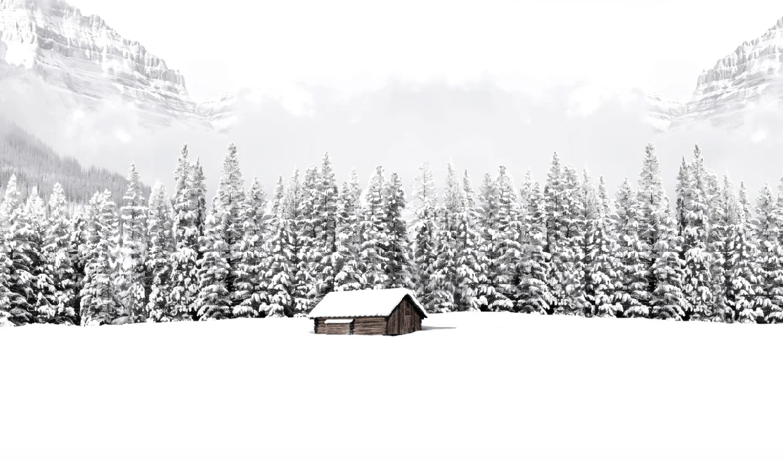 Papier peint panoramique chalet en montagne
