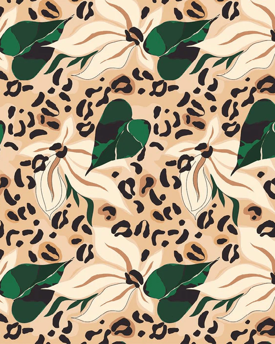 Papier peint abstrait fleur féline - Muralconcept