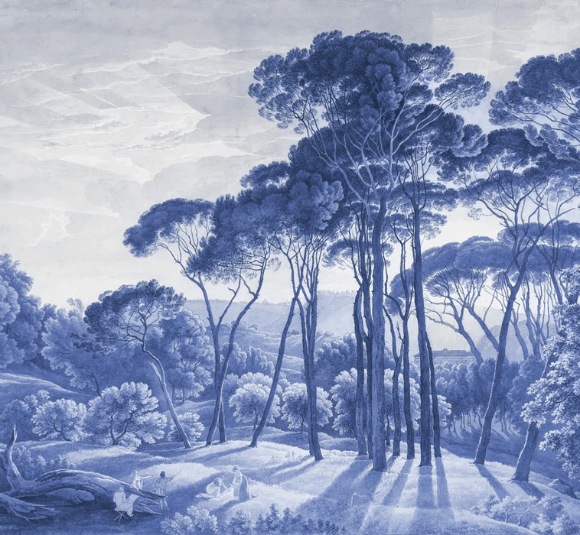 Papier peint paysage historique italien bleu