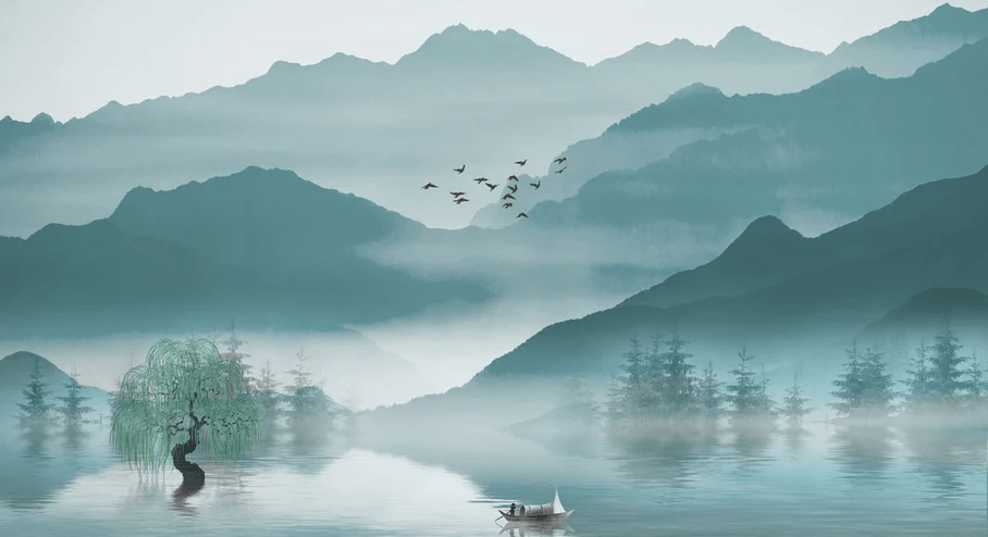 Papier peint entre montagne et lac - Muralconcept