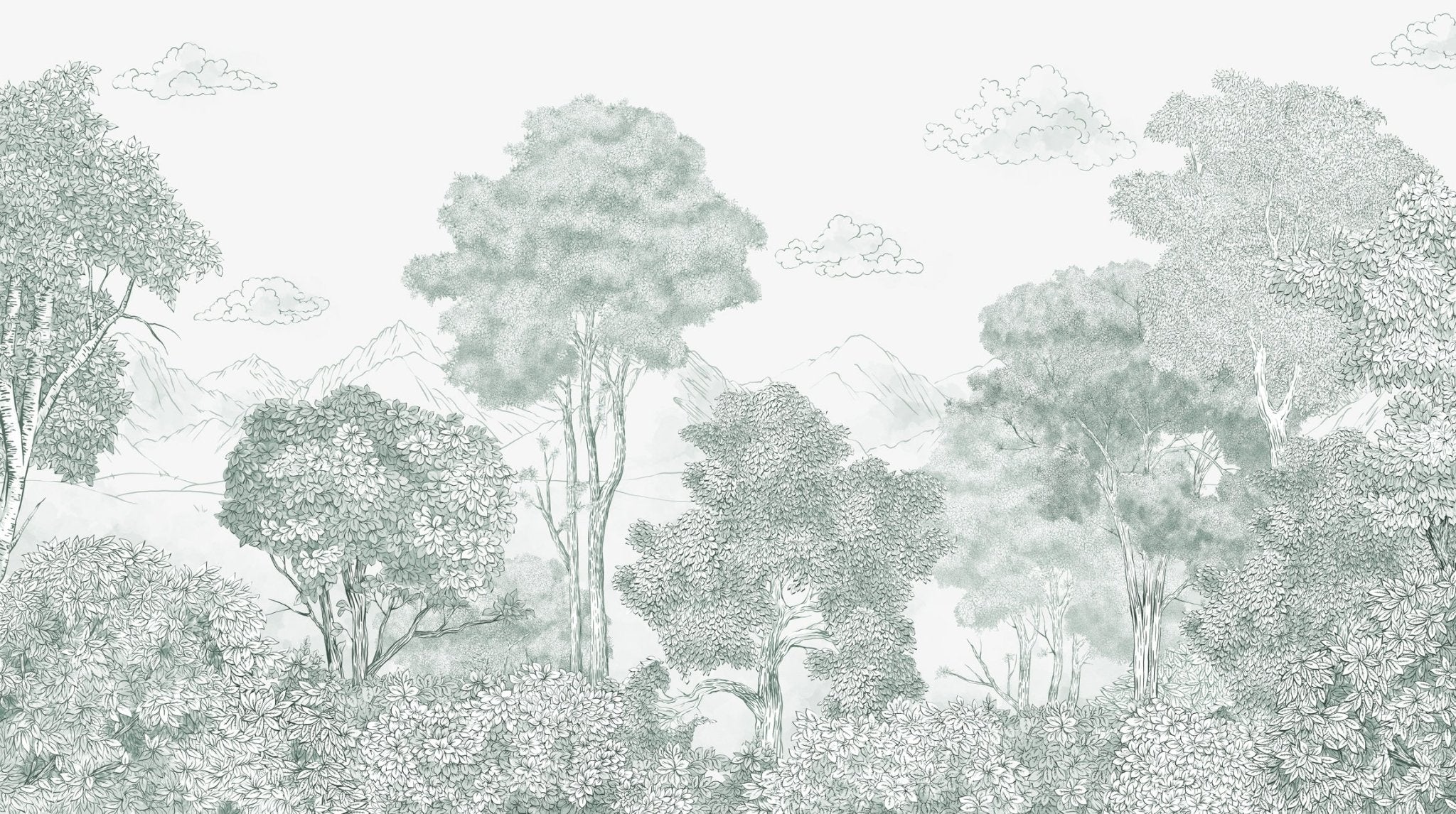 Papier peint panoramique Forêts et Monts vert