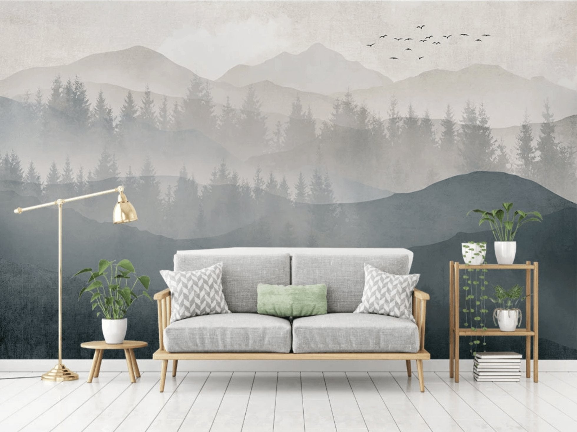 Papier peint panorama nature noir et blanc, XXL, tendance
