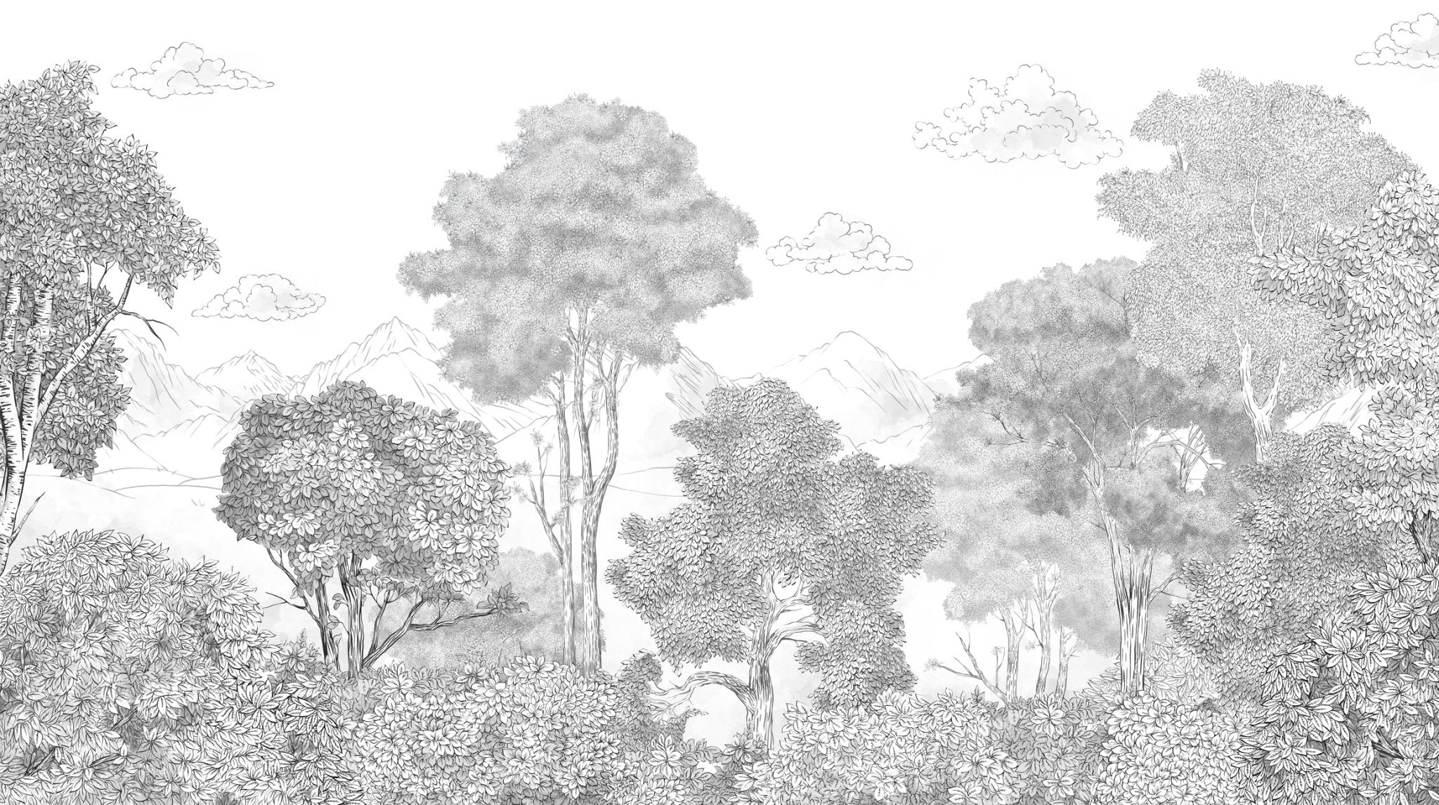 Papier peint panoramique Forêts et Monts Crayonnés
